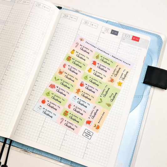 Christmas Countdown Stickers for Hobonichi Cousin