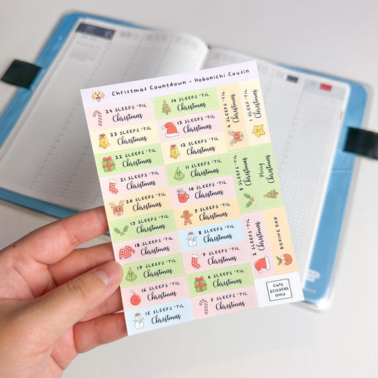 Christmas Countdown Stickers for Hobonichi Cousin
