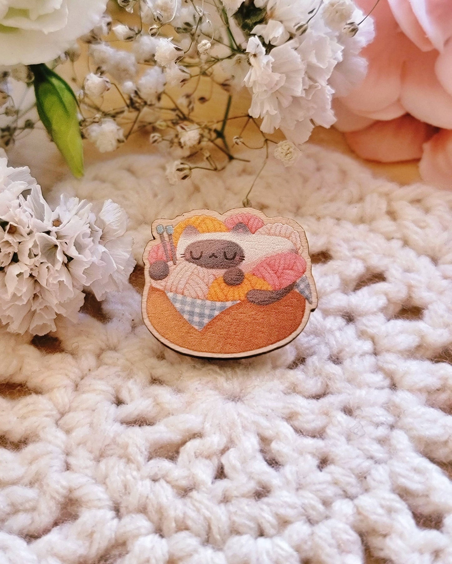 Yarn Basket Wooden Pin