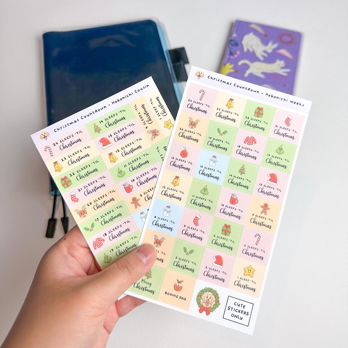 Christmas Countdown Stickers for Hobonichi Cousin