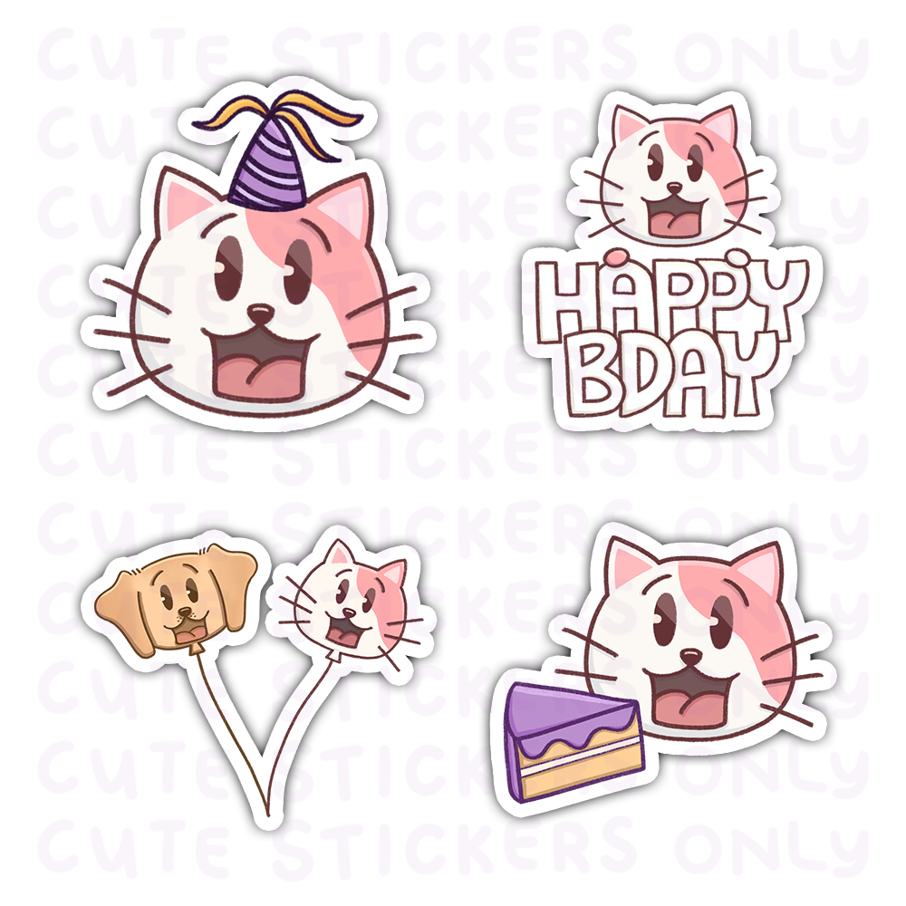 Birthday - Joey and Cake Die Cut Stickers