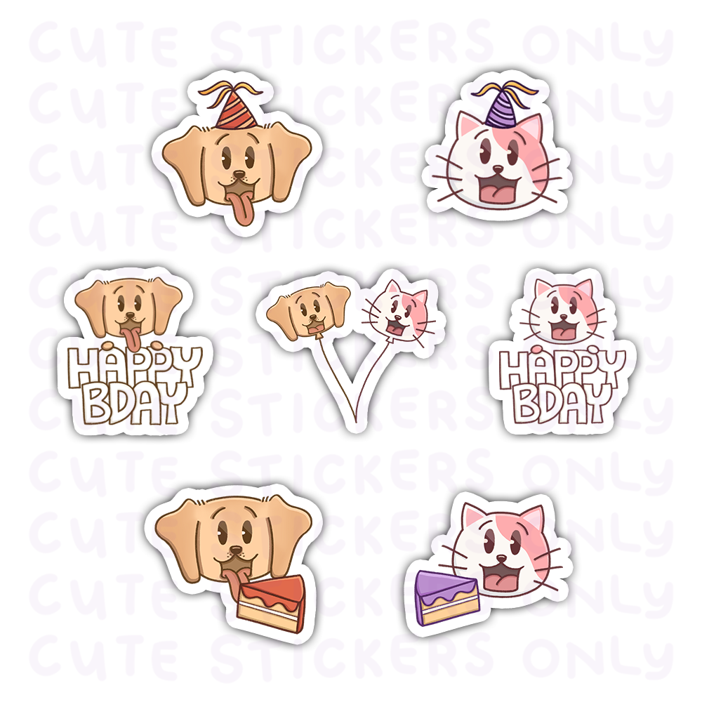 Birthday - Joey and Cake Die Cut Stickers