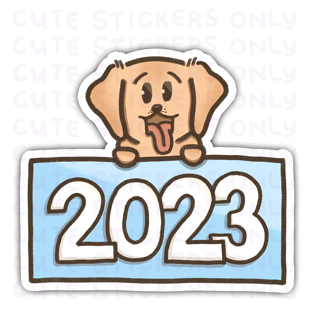 New Year 2023 Pastel Signs - Joey the Goldie Die Cut Stickers