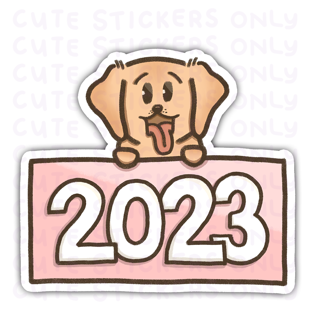 New Year 2023 Pastel Signs - Joey the Goldie Die Cut Stickers