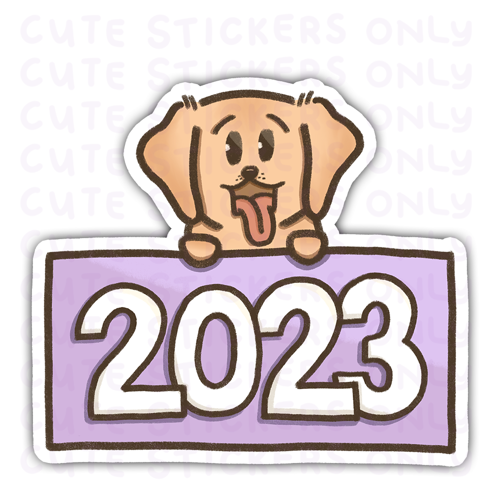 New Year 2023 Pastel Signs - Joey the Goldie Die Cut Stickers