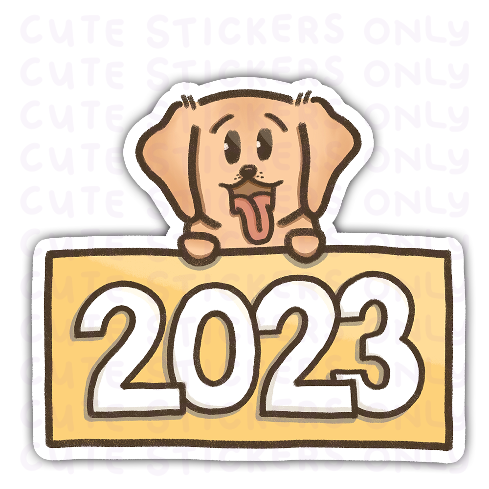 New Year 2023 Pastel Signs - Joey the Goldie Die Cut Stickers