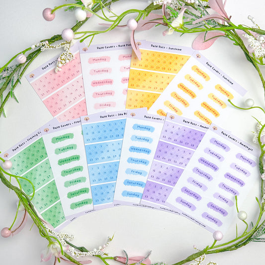 Date Covers and Date Dots - Sticker Sheet Sets