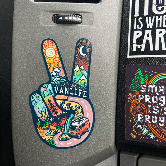 V for Vanlife - Large Waterproof Sticker