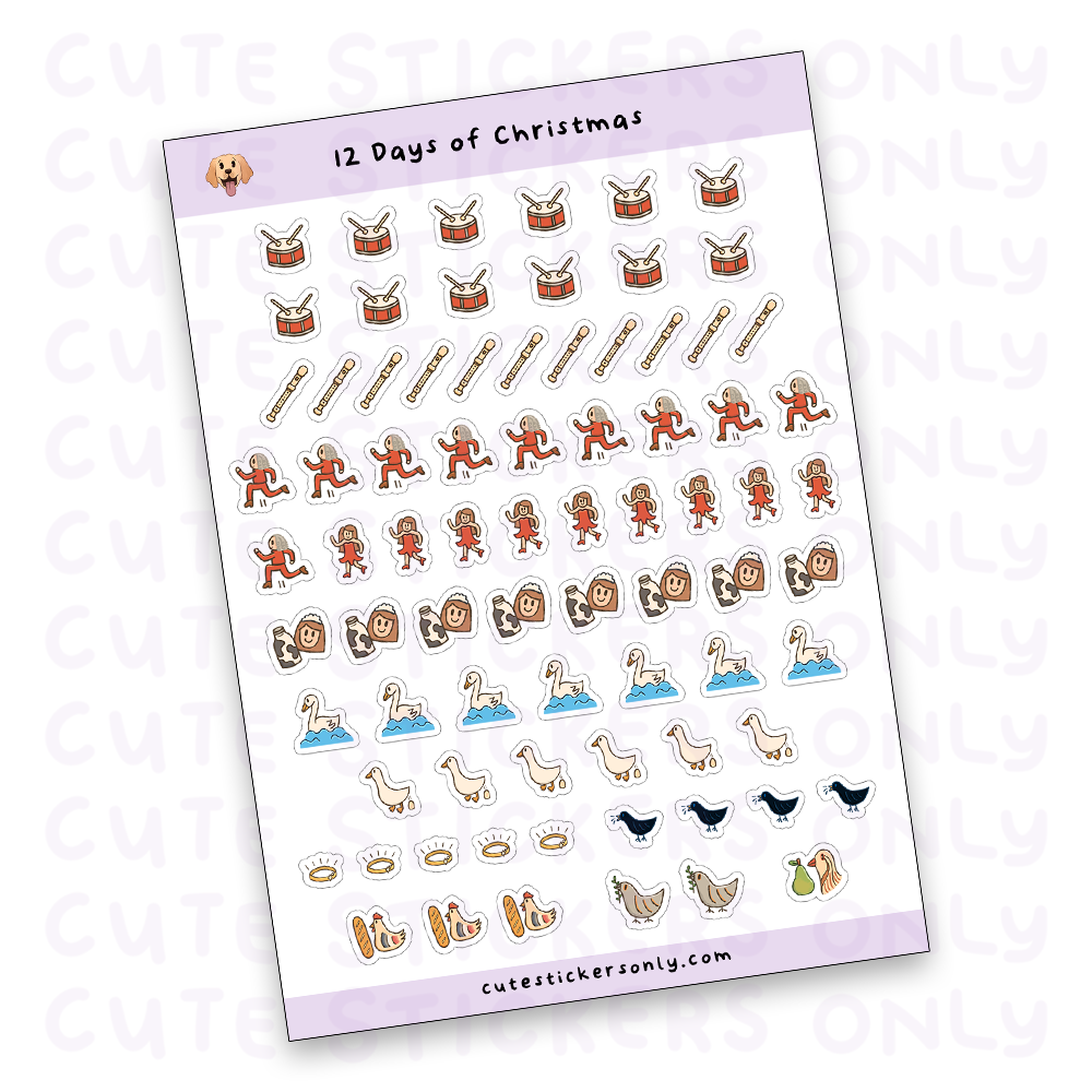12 Days of Christmas Sticker Sheet