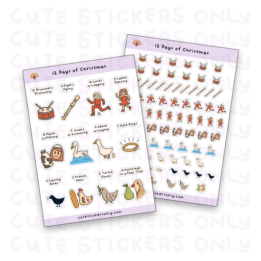 12 Days of Christmas Sticker Sheet