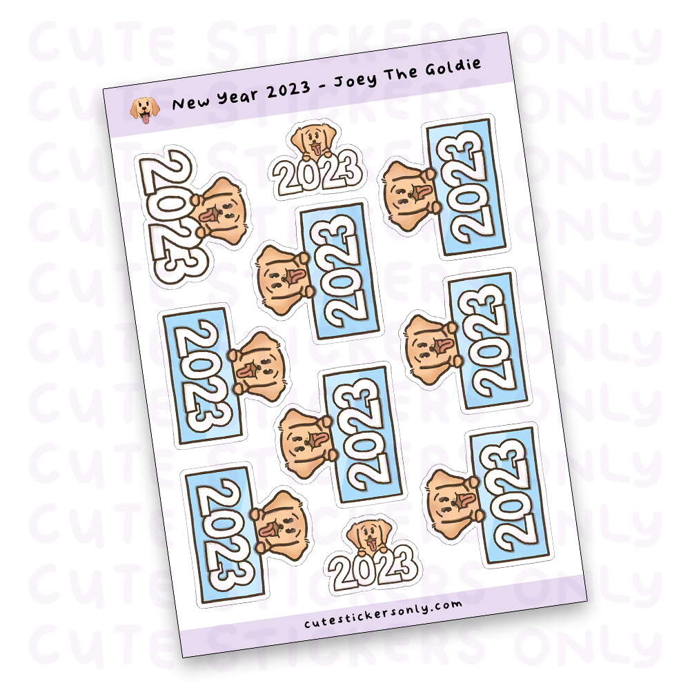 New Year 2023 Pastel Signs - Joey the Goldie Sticker Sheet