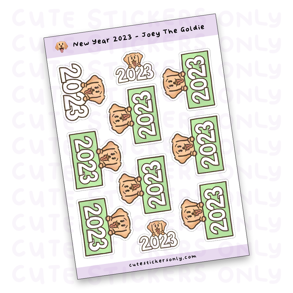 New Year 2023 Pastel Signs - Joey the Goldie Sticker Sheet