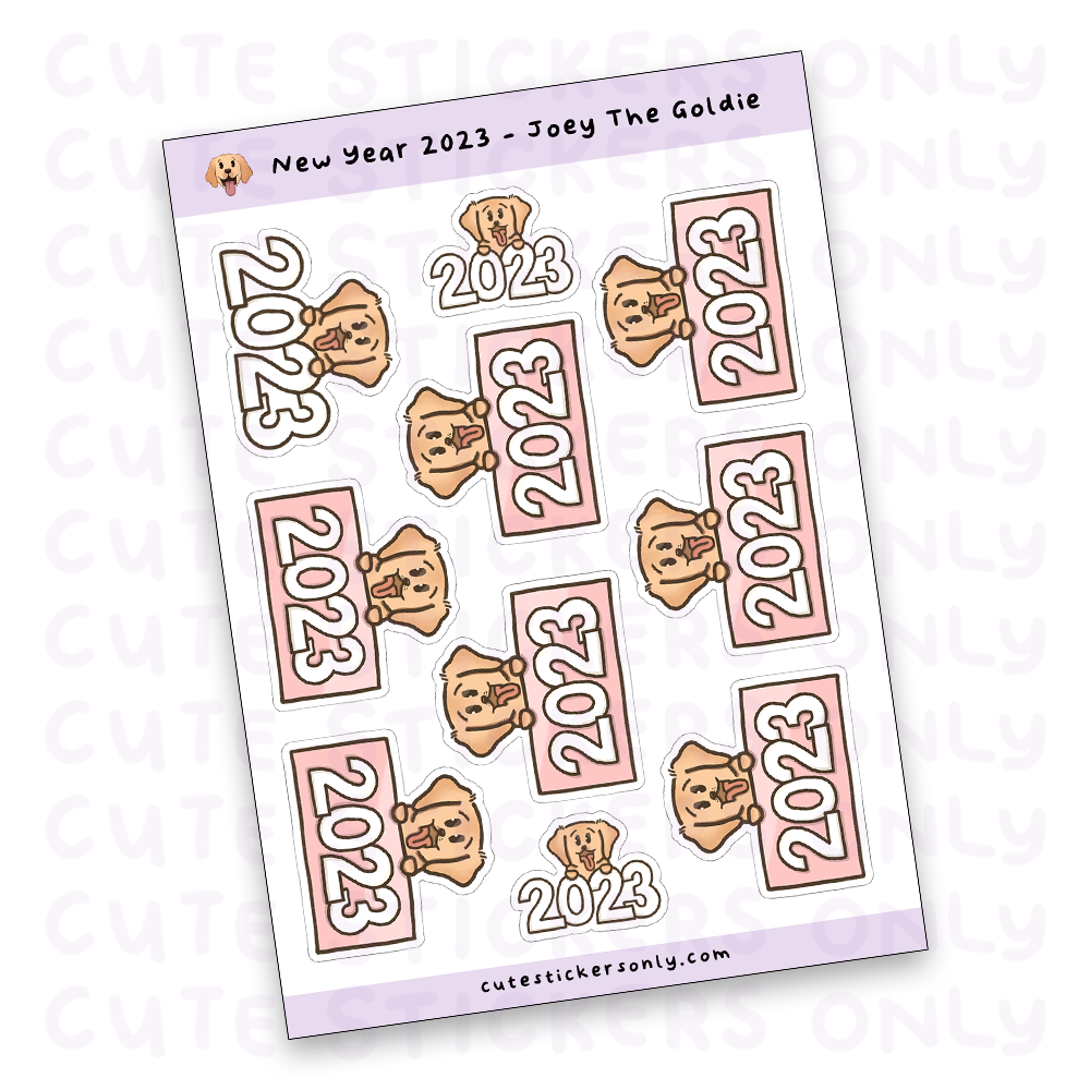 New Year 2023 Pastel Signs - Joey the Goldie Sticker Sheet