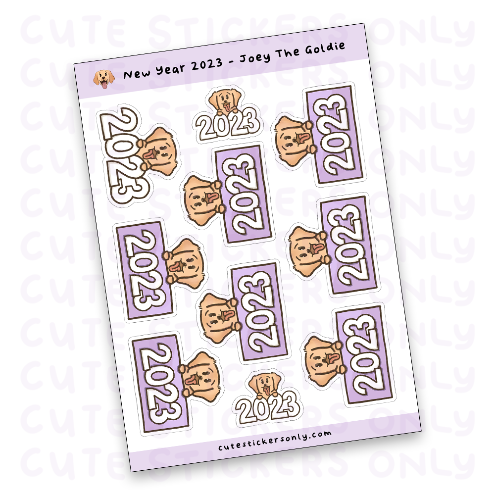 New Year 2023 Pastel Signs - Joey the Goldie Sticker Sheet