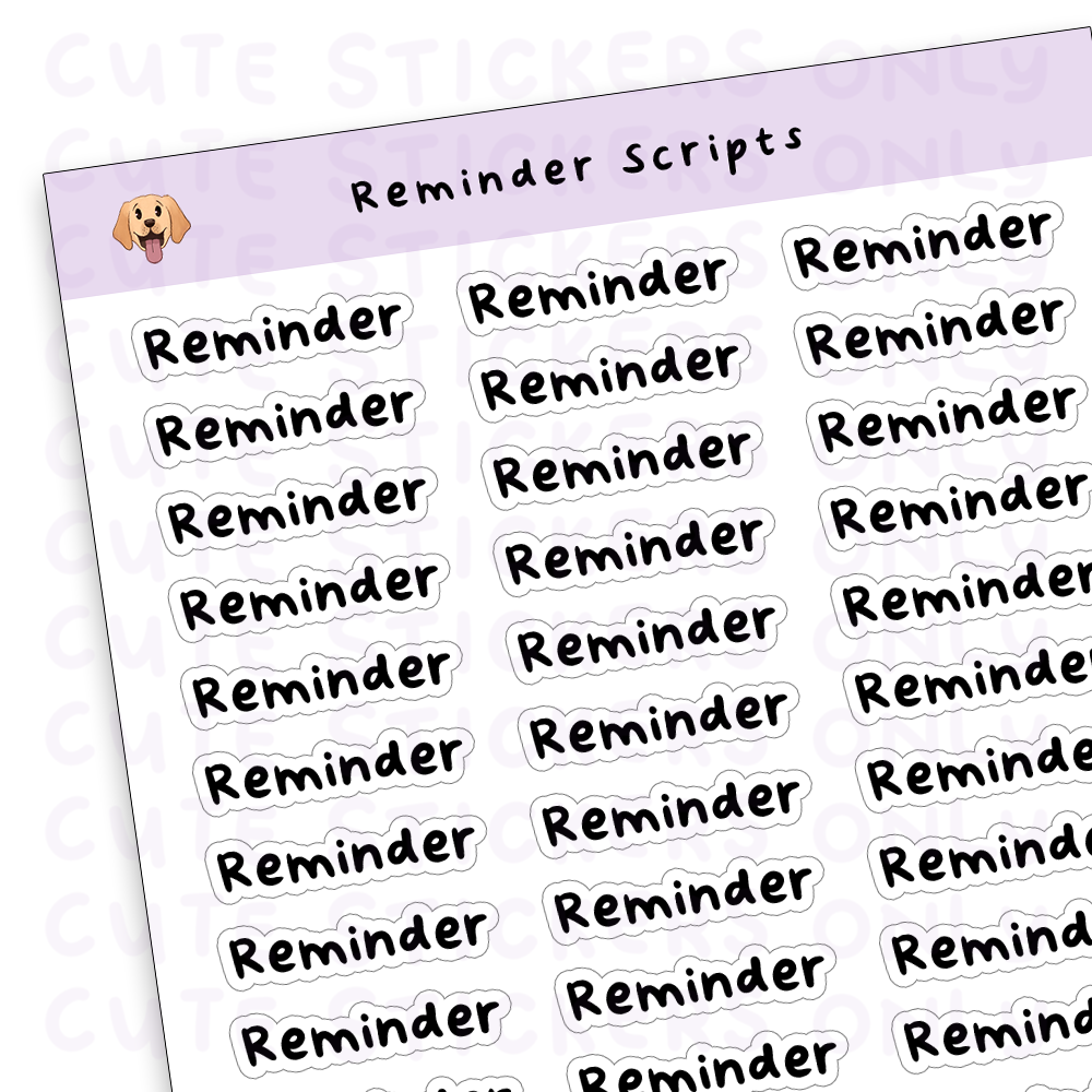 Reminder Scripts Sticker Sheet (Transparent)