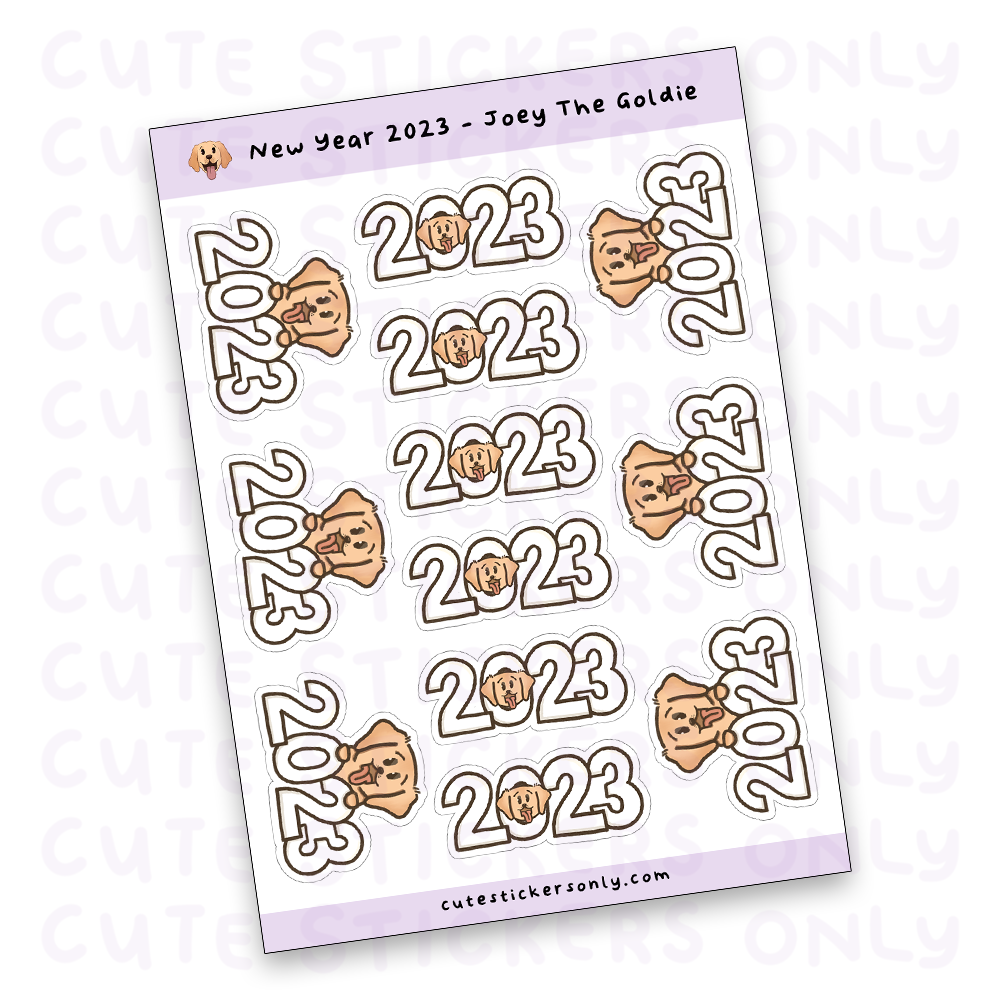 New Year 2023 - Joey the Goldie Sticker Sheet (Transparent)