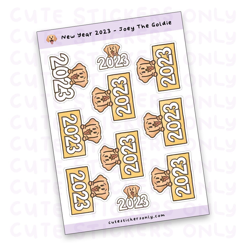 New Year 2023 Pastel Signs - Joey the Goldie Sticker Sheet
