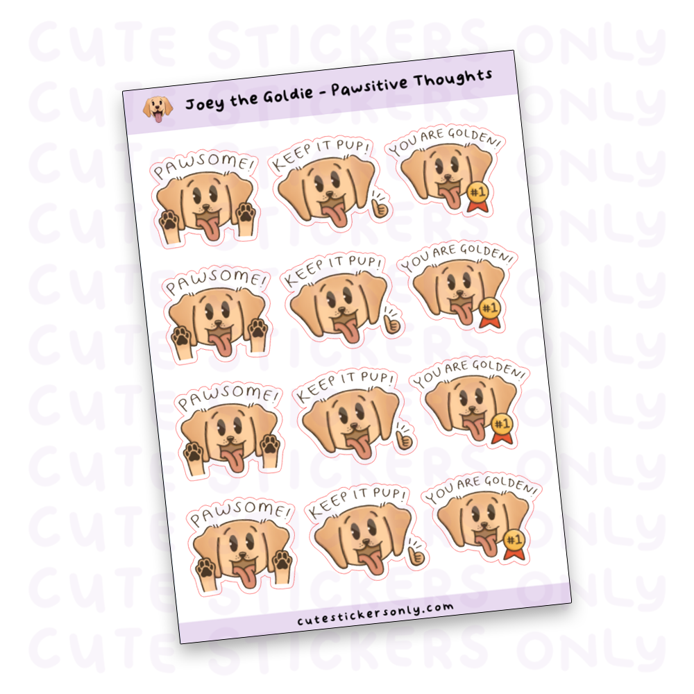 Pawsitive Thoughts - Joey and Cake Sticker Sheet