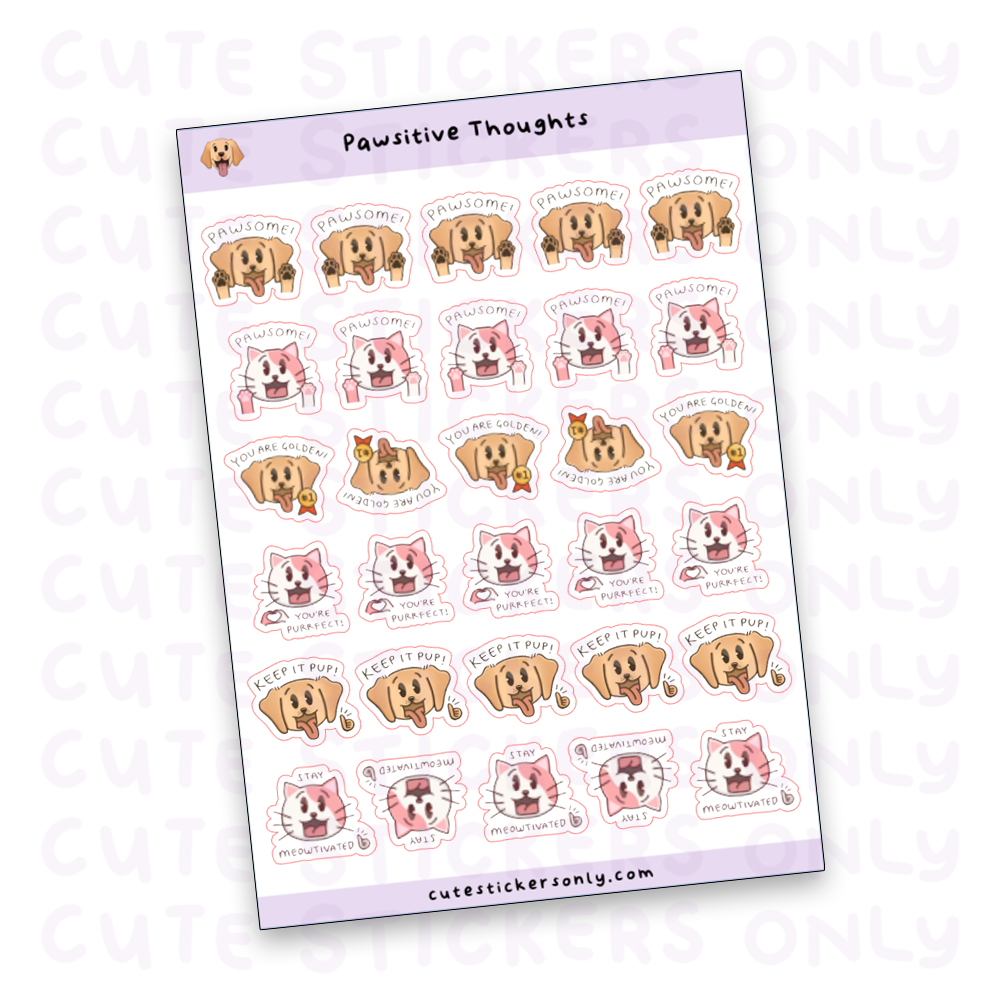 Pawsitive Thoughts - Joey and Cake Sticker Sheet