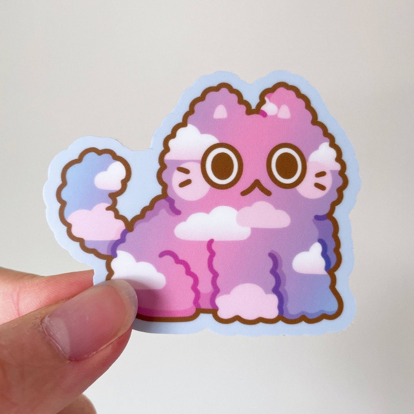 Cool Gradient Cloud Cat Vinyl Sticker
