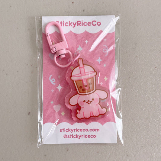 Boba Puppy Glitter Keychain