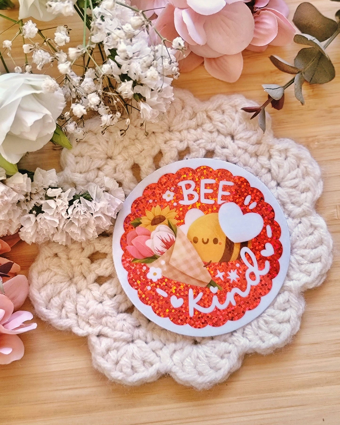 Bee Kind Glitter Sticker