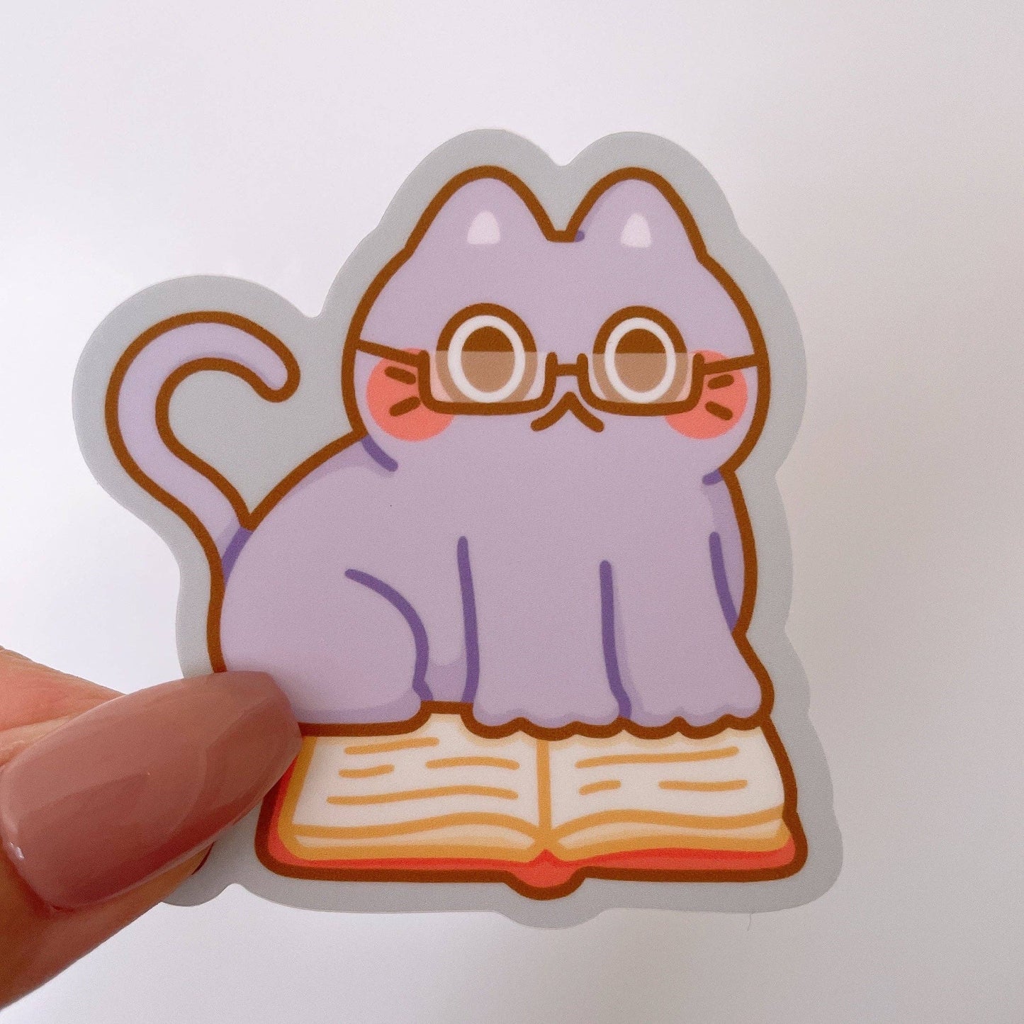 Reading Cat Vinyl Sticker