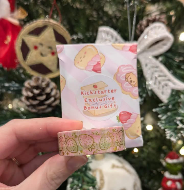 Strawberry Gingham 15mm Washi Tape with Gold Foil [Exclusive]