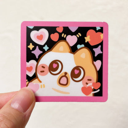 Hearts Cat Meme Vinyl Sticker