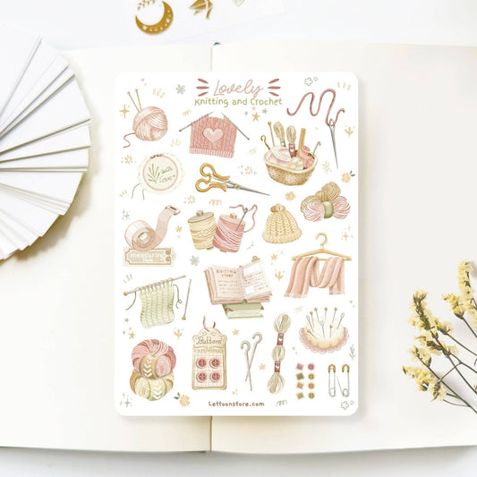 Knitting & Crochet - Semi-Transparent Sticker Sheet