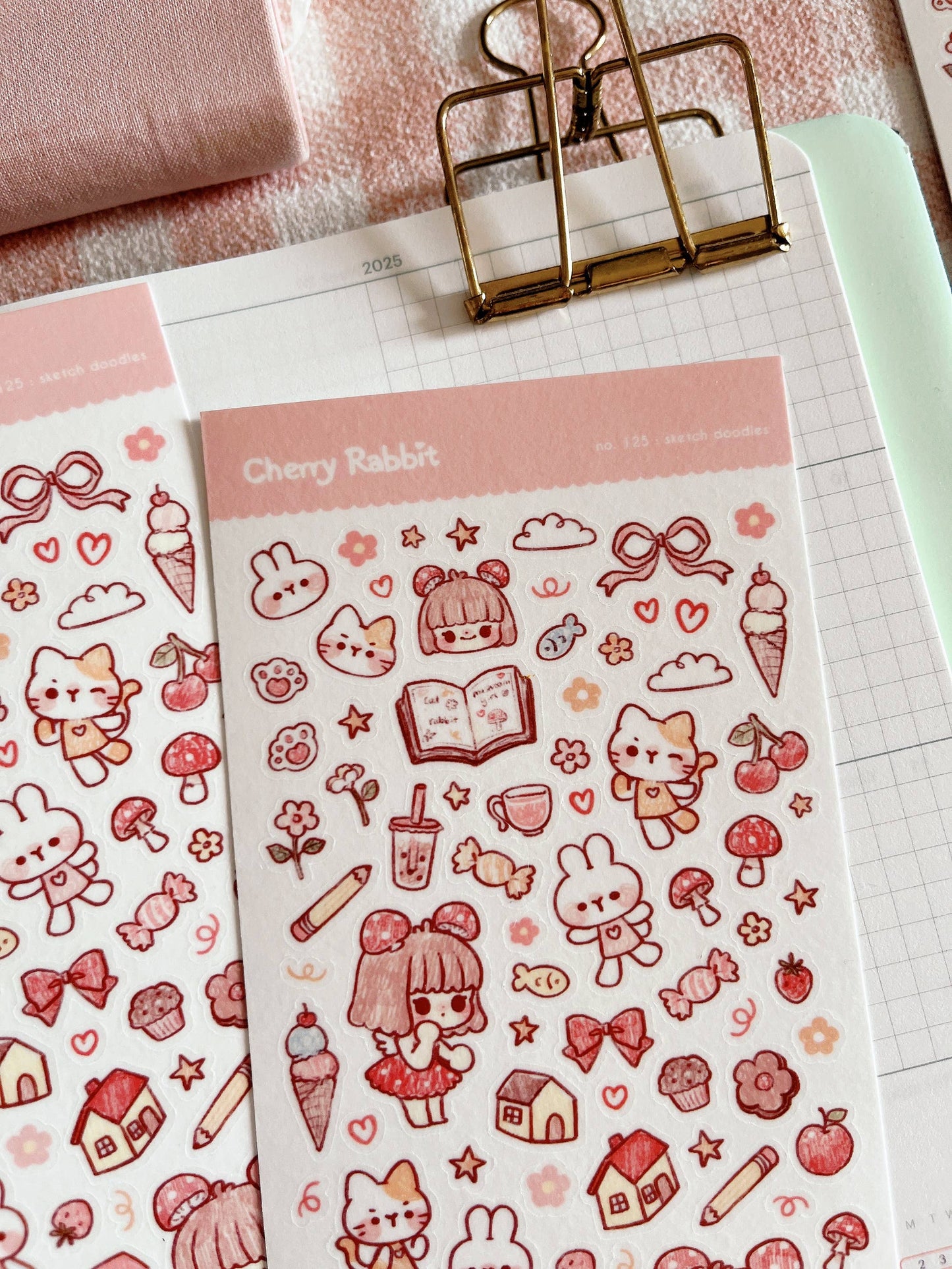 Sketch Doodles Sticker Sheet