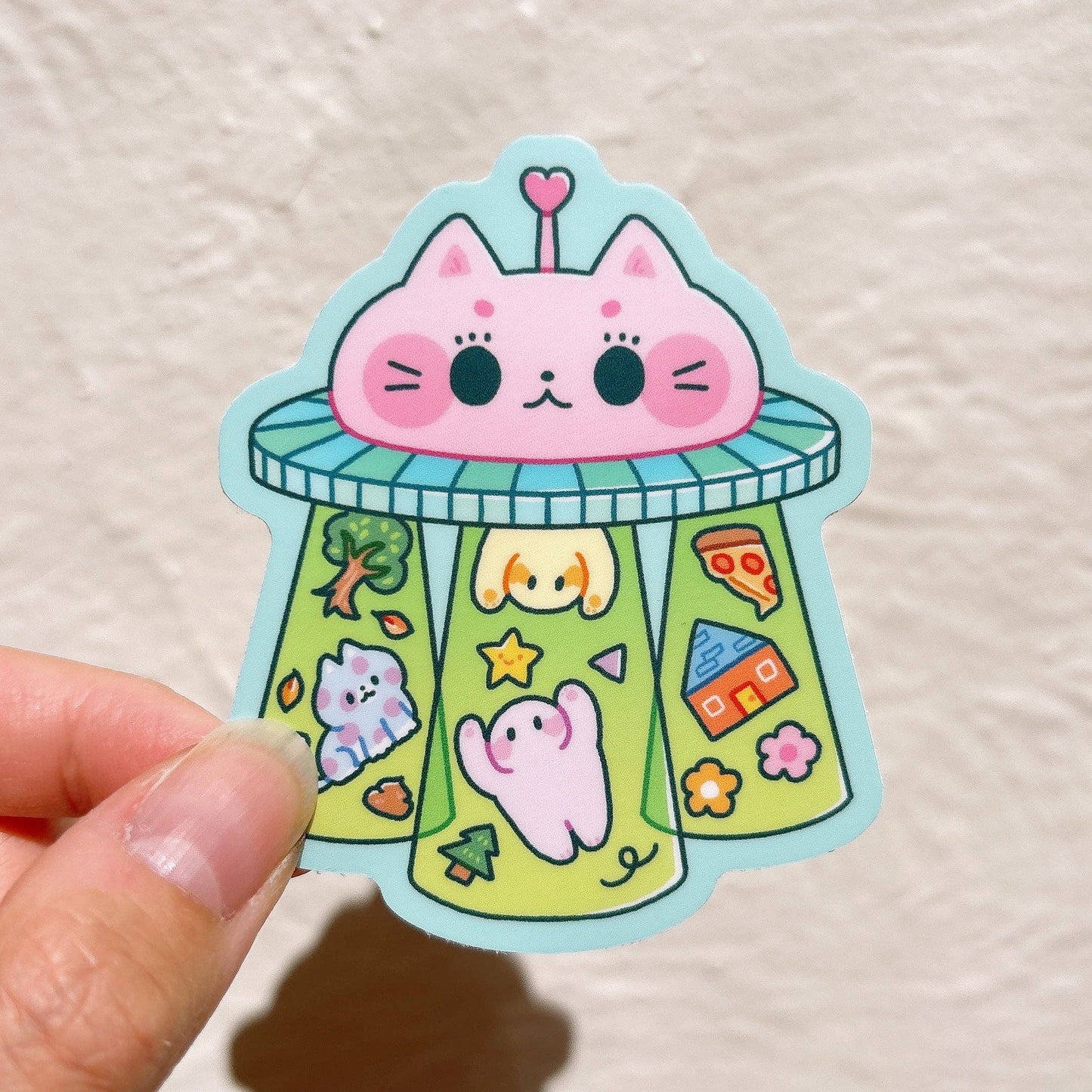 Kitty Cat UFO Vinyl Sticker