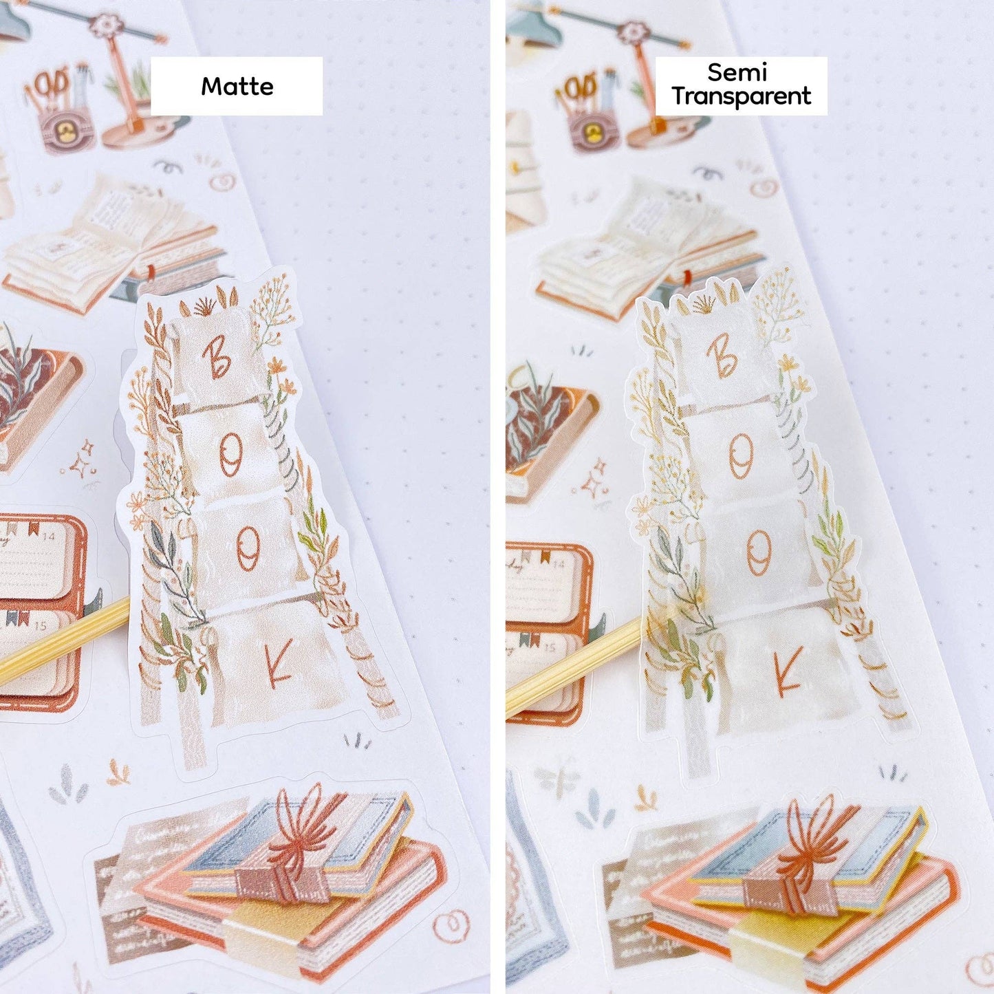 Book Vibes + Cozy Reading Time - Semi-Transparent Sticker Sheets