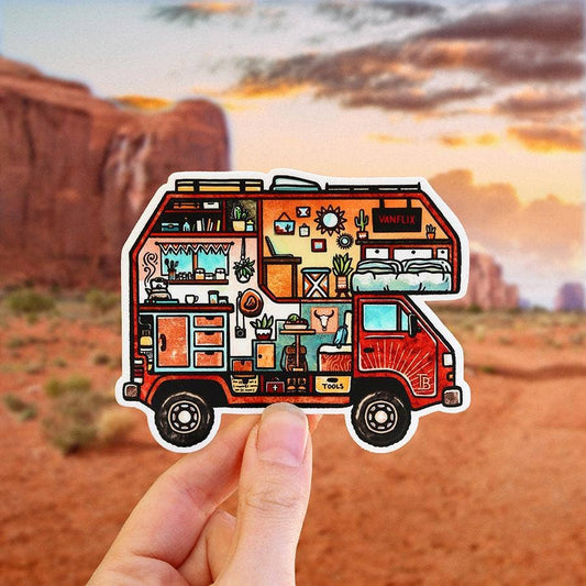 Boho Van - Large Waterproof Sticker