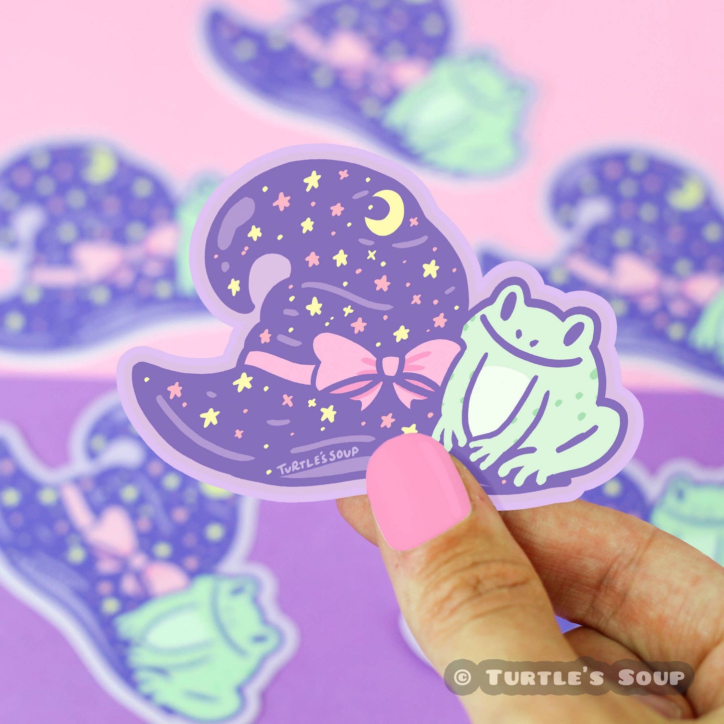 Witches Hat and Frog Halloween Vinyl Sticker