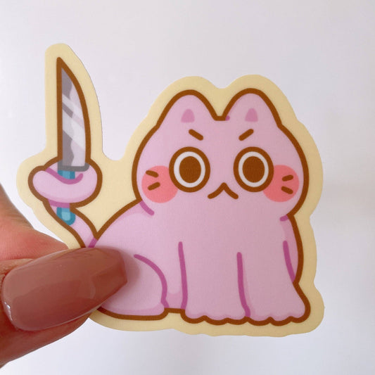 Knife Cat Vinyl Sticker