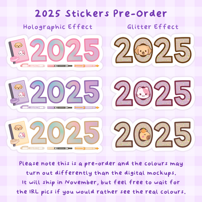 [PRE-ORDER] 2025 Premium Glitter or Holographic Die Cut Stickers