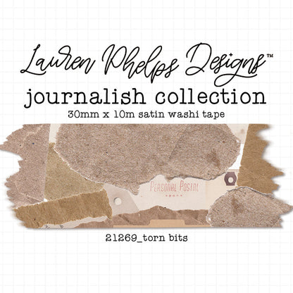 Journalish Collection Torn Bits Premium Satin Washi 30mm