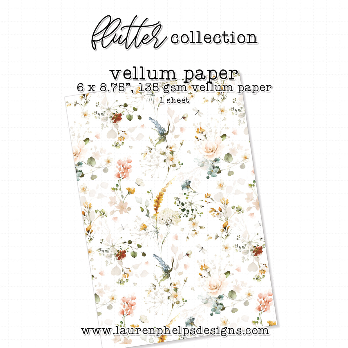Flutter Medium Floral Luxe Vellum Sheets