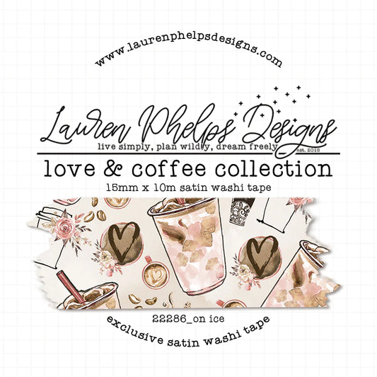 Love & Coffee 'On Ice' Satin Washi 15mm