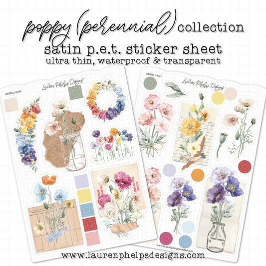 Perennial Decorative Satin P.E.T. Sticker Sheet Set