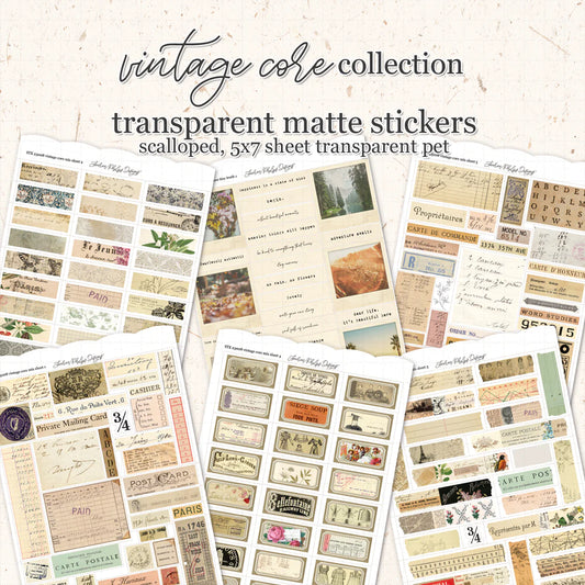 Vintage Core Satin Washi Journaling Sticker Sheet Set