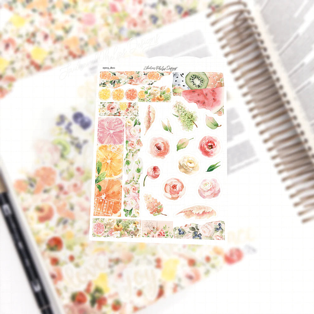 Fruit Punch Satin P.E.T. Journaling Sticker Sheet Set