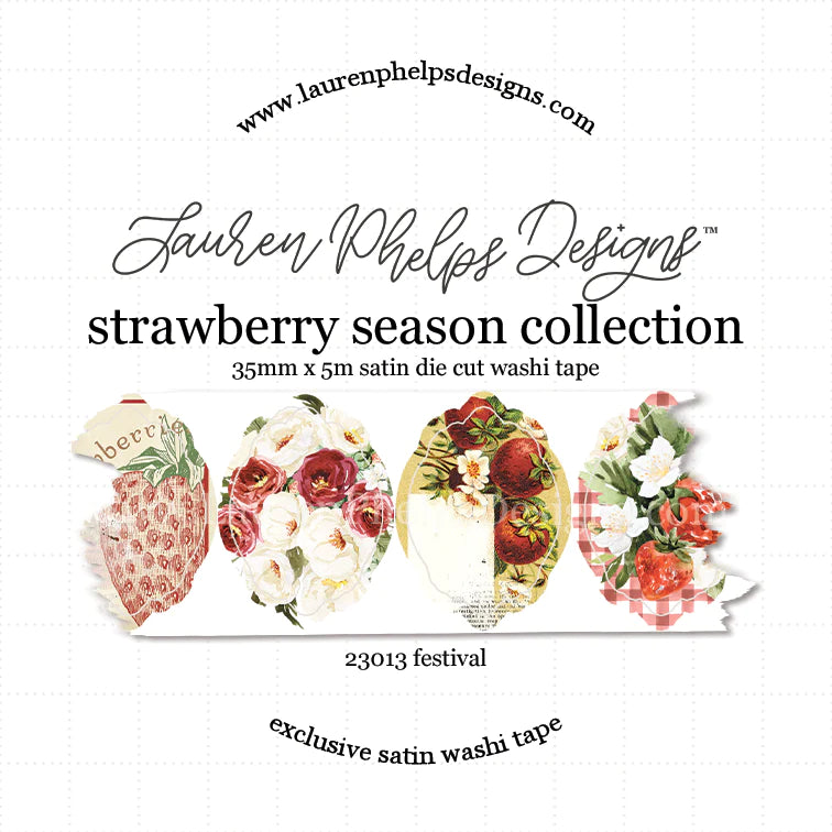 Strawberry Season 'Festival' Premium Satin Die Cut Washi 35mm