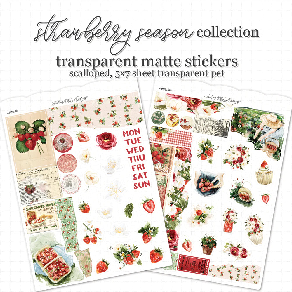 Strawberry Season Satin P.E.T. Journaling Sticker Sheet Set