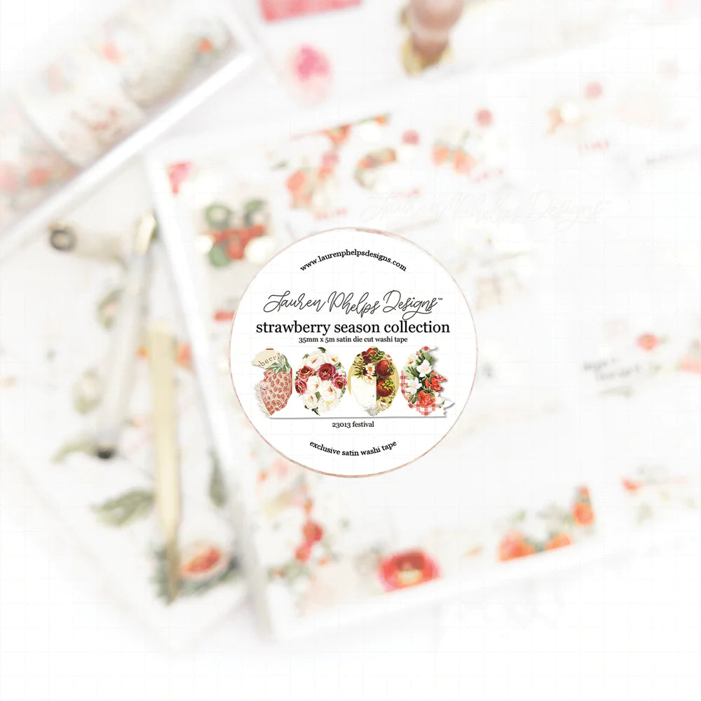 Strawberry Season 'Festival' Premium Satin Die Cut Washi 35mm