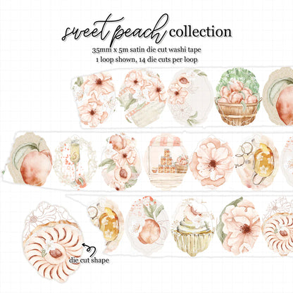 Sweet Peach 'Cobbler' Premium Satin Die Cut Washi 35mm