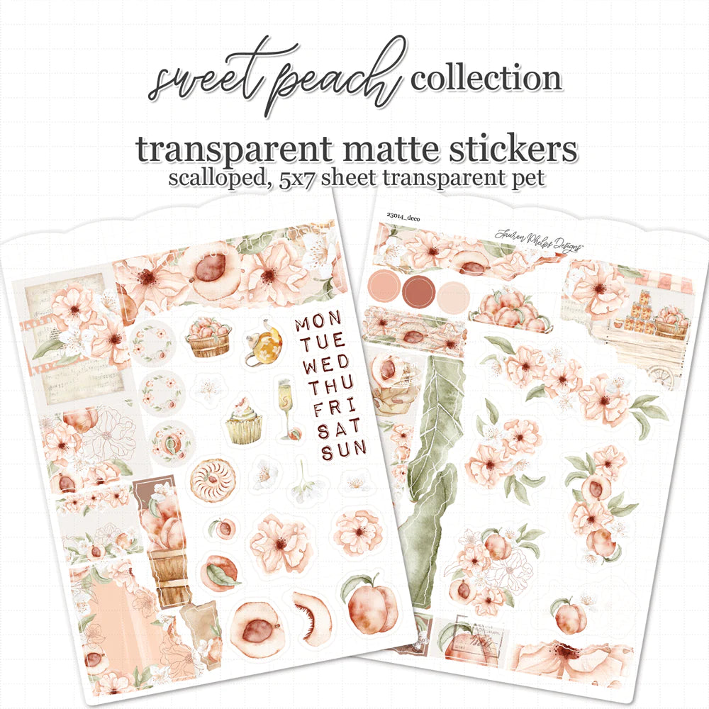 Sweet Peach Satin P.E.T. Journaling Sticker Sheet Set
