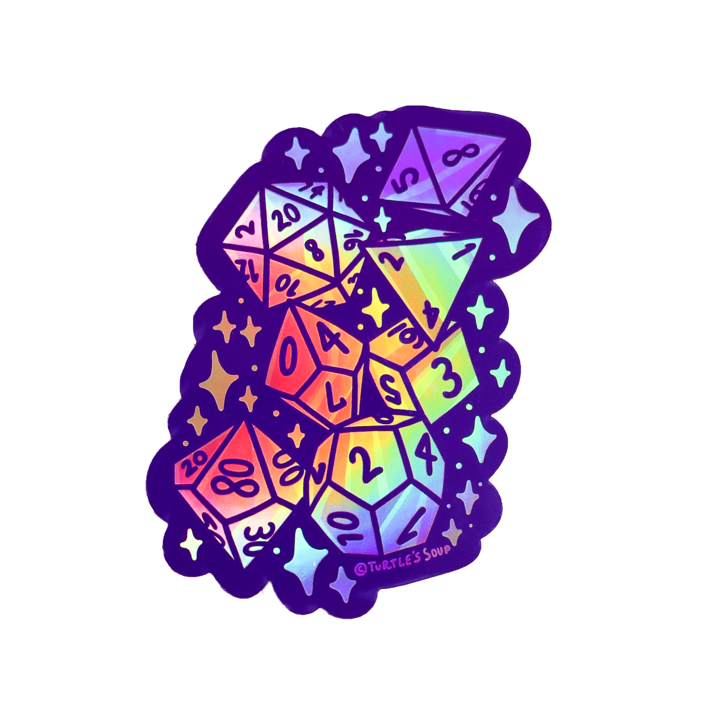 D20 D&D Board Game Dice Holographic Vinyl Sticker