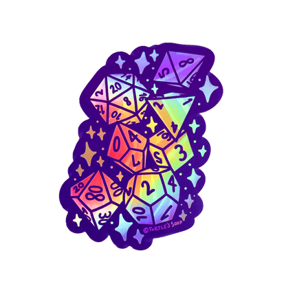 D20 D&D Board Game Dice Holographic Vinyl Sticker